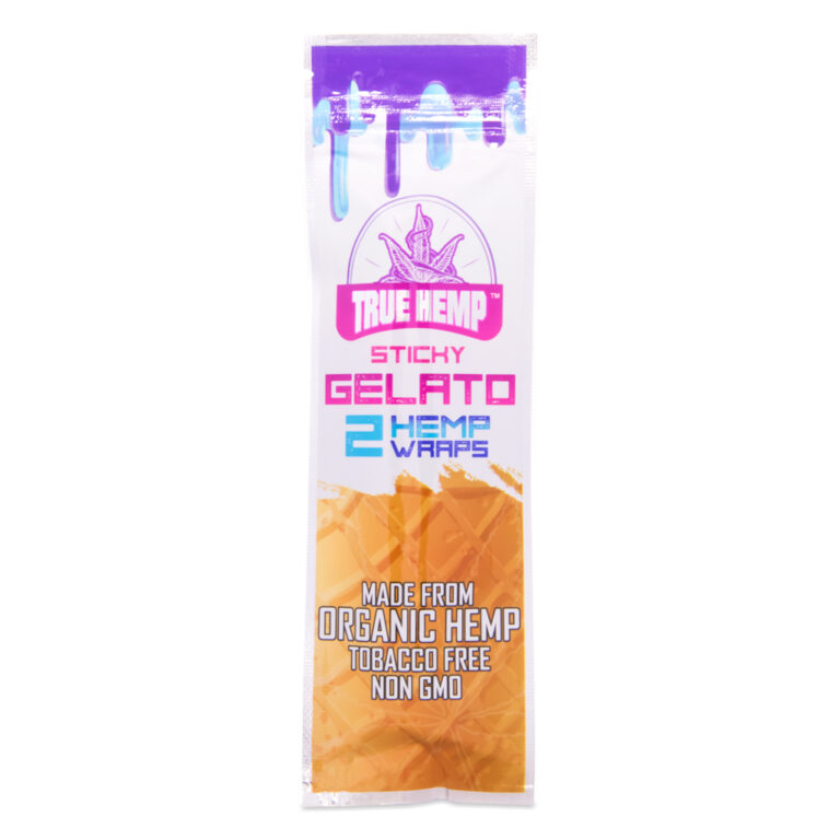Hemp Wraps Sticky Gelato blunts is een blunt wrap van hennep met ijs smaak voor het rollen van een sigaar met wiet of hash.