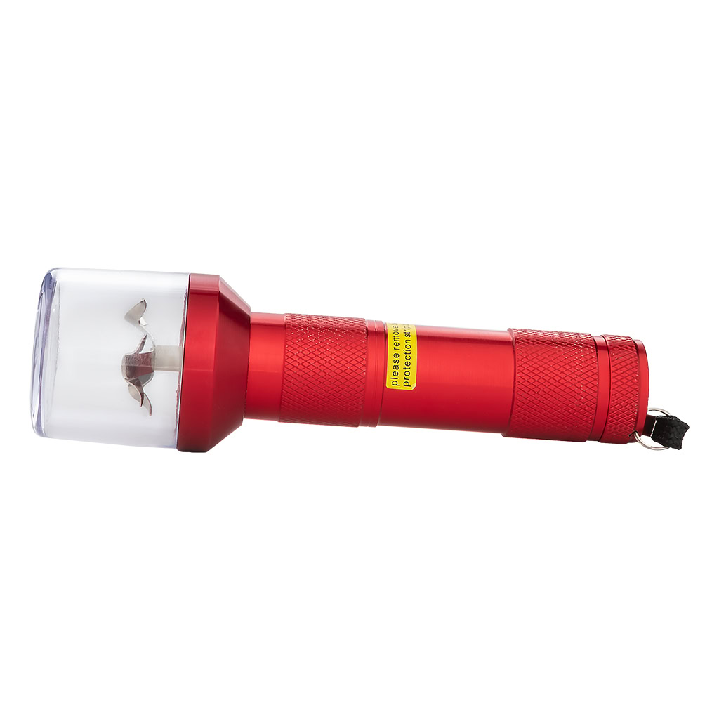 Elektrische aluminium wiet grinder rood zijaanzicht