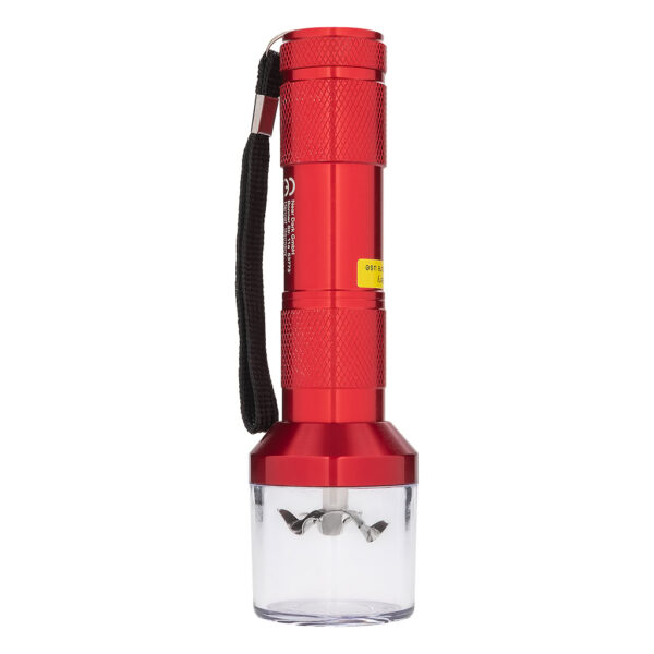 Elektrische aluminium wiet grinder rood rechtopstaand