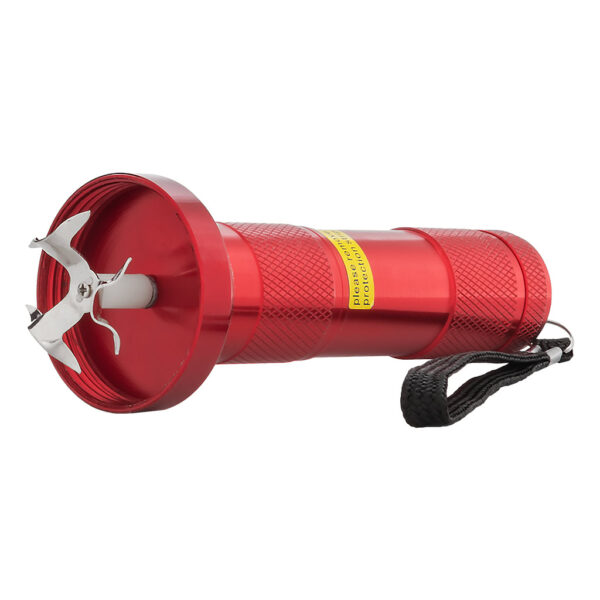 Elektrische aluminium wiet grinder rood bovenaanzicht met maalkamer