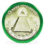 Black Leaf In Weed We Trust grinder 50 mm groen bovenaanzicht met piramide design