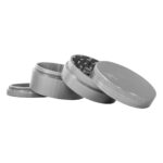 Mega aluminium grinder 4-delig 88 mm zilver geopend