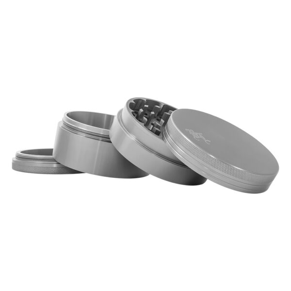 Mega aluminium grinder 4-delig 88 mm zilver geopend