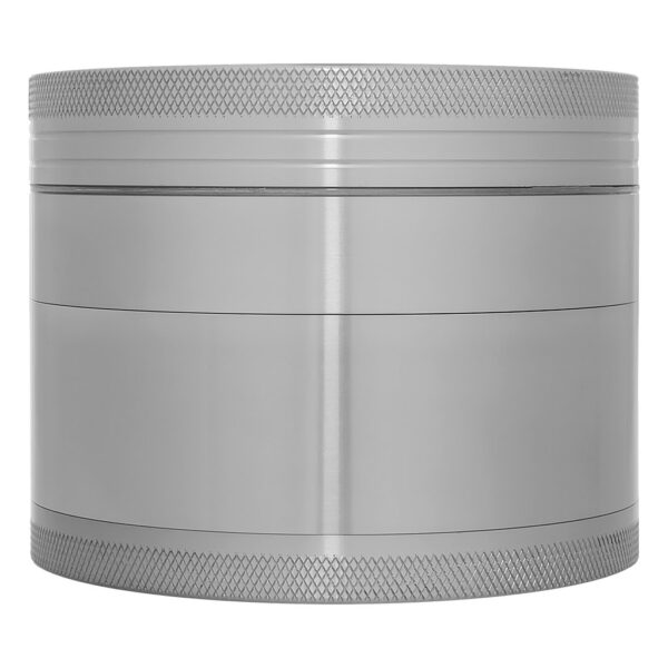 Mega aluminium grinder 4-delig 88 mm zilver gesloten zijaanzicht