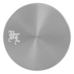 Mega aluminium grinder 88 mm zilver bovenaanzicht met logo